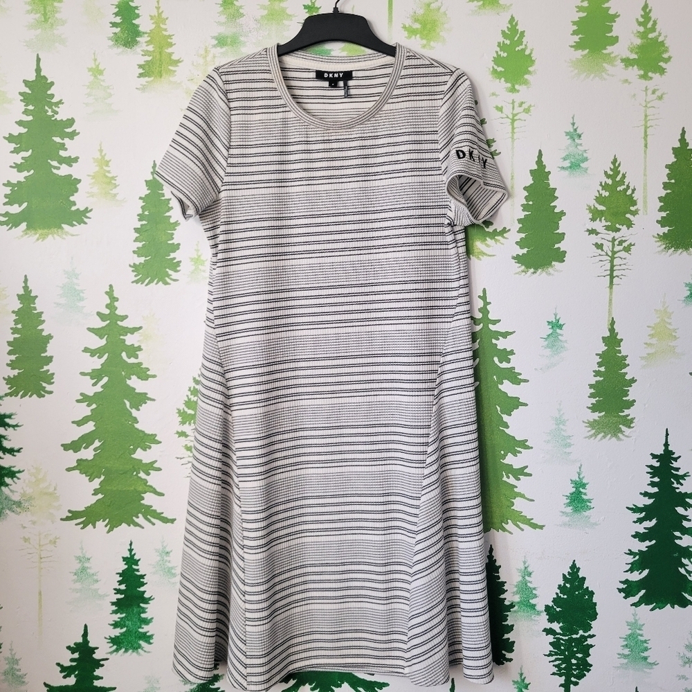 DKNY Ribbed Knit Short Sleeve Dress.
